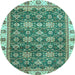 Round Oriental Light Blue Traditional Rug, abs3222lblu