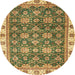 Round Abstract Reddish Brown Oriental Rug, abs3222