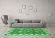 Machine Washable Oriental Emerald Green Traditional Area Rugs in a Living Room,, wshabs3222emgrn