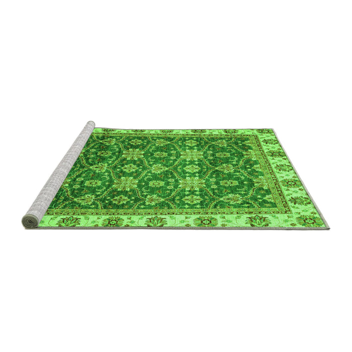 Sideview of Machine Washable Oriental Green Traditional Area Rugs, wshabs3222grn
