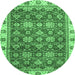 Round Oriental Emerald Green Traditional Rug, abs3222emgrn