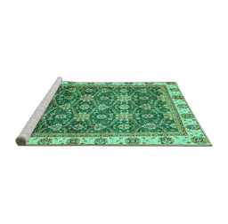Sideview of Machine Washable Oriental Turquoise Traditional Area Rugs, wshabs3222turq