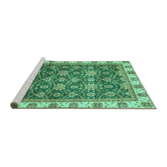 Sideview of Machine Washable Oriental Turquoise Traditional Area Rugs, wshabs3222turq