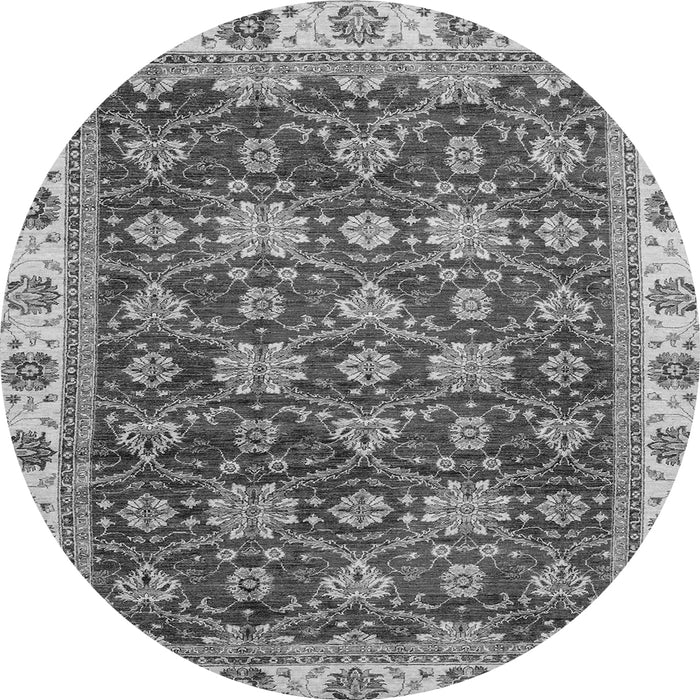 Round Machine Washable Oriental Gray Traditional Rug, wshabs3222gry