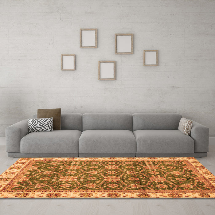 Machine Washable Oriental Orange Traditional Area Rugs in a Living Room, wshabs3222org