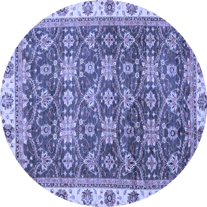 Round Machine Washable Oriental Blue Traditional Rug, wshabs3222blu
