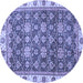 Round Machine Washable Oriental Blue Traditional Rug, wshabs3222blu