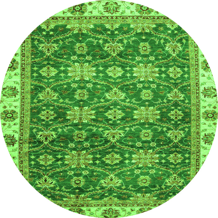 Round Machine Washable Oriental Green Traditional Area Rugs, wshabs3222grn