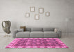 Machine Washable Oriental Pink Traditional Rug in a Living Room, wshabs3222pnk