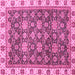 Square Machine Washable Oriental Pink Traditional Rug, wshabs3222pnk