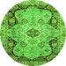 Round Oriental Green Traditional Rug, abs3223grn