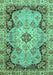 Machine Washable Oriental Turquoise Traditional Area Rugs, wshabs3223turq