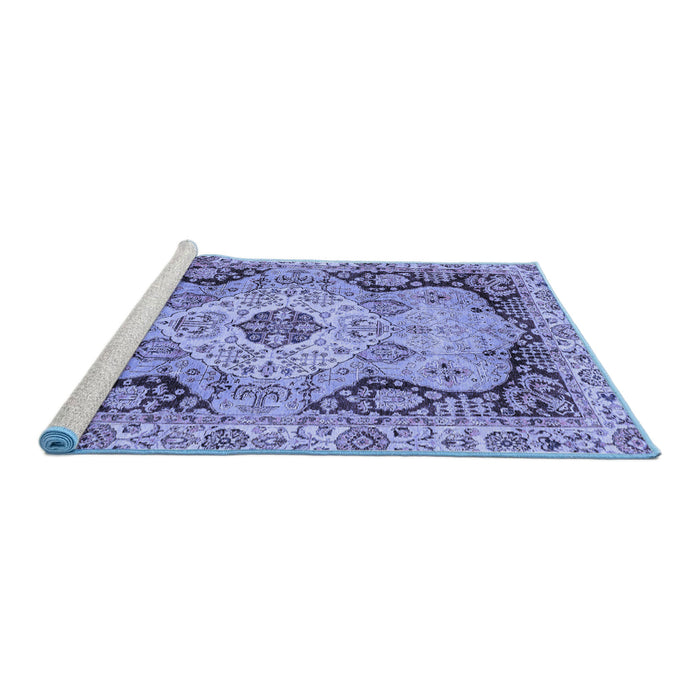 Sideview of Machine Washable Oriental Blue Traditional Rug, wshabs3223blu