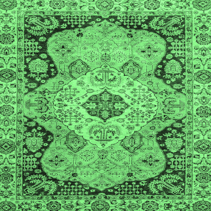 Square Machine Washable Oriental Emerald Green Traditional Area Rugs, wshabs3223emgrn