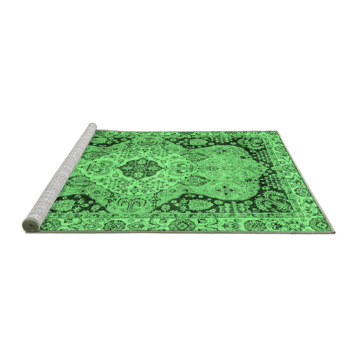 Sideview of Machine Washable Oriental Emerald Green Traditional Area Rugs, wshabs3223emgrn