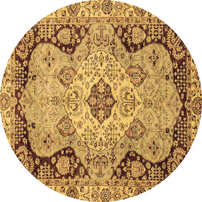 Round Machine Washable Oriental Brown Traditional Rug, wshabs3223brn