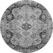 Round Machine Washable Oriental Gray Traditional Rug, wshabs3223gry