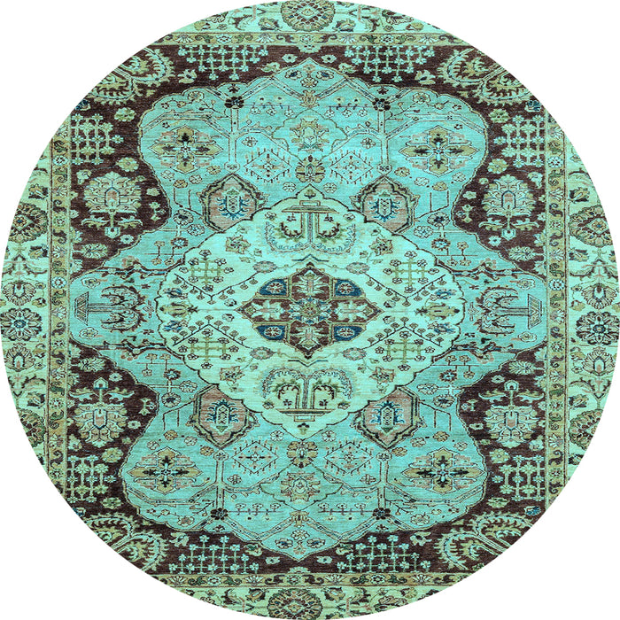 Round Oriental Light Blue Traditional Rug, abs3223lblu
