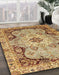 Abstract Yellow Orange Oriental Rug in Family Room, abs3223