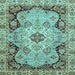 Square Machine Washable Oriental Light Blue Traditional Rug, wshabs3223lblu