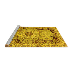 Sideview of Machine Washable Oriental Yellow Traditional Rug, wshabs3223yw