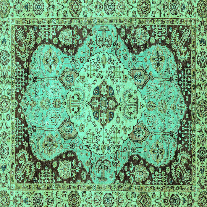 Square Machine Washable Oriental Turquoise Traditional Area Rugs, wshabs3223turq