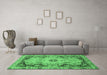 Machine Washable Oriental Emerald Green Traditional Area Rugs in a Living Room,, wshabs3223emgrn