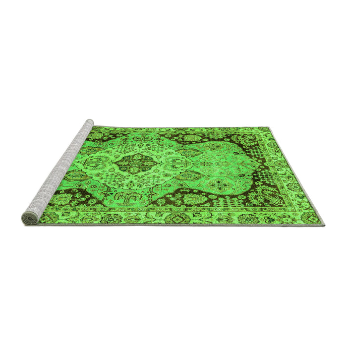 Sideview of Machine Washable Oriental Green Traditional Area Rugs, wshabs3223grn