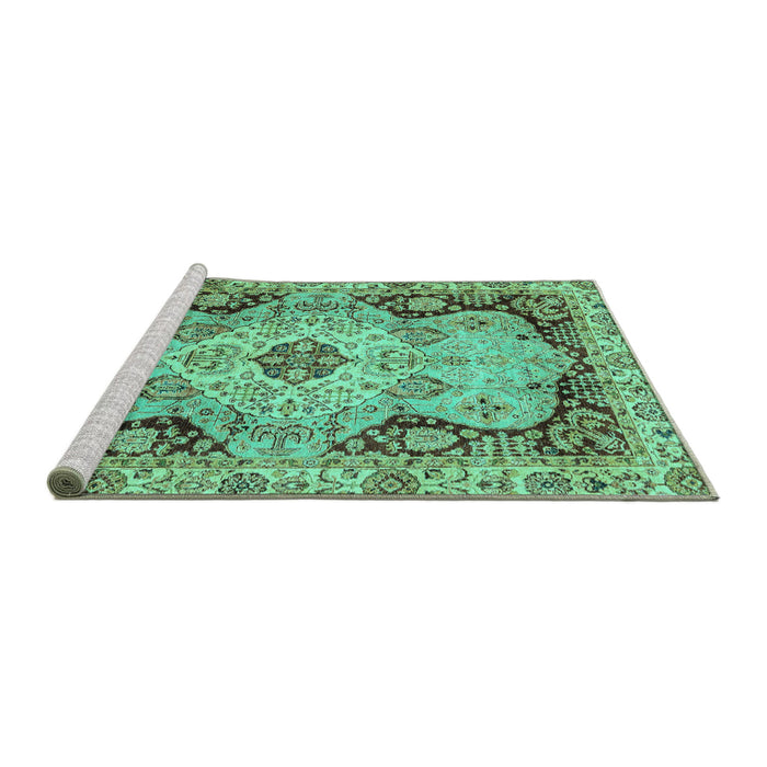 Sideview of Machine Washable Oriental Turquoise Traditional Area Rugs, wshabs3223turq