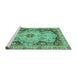 Sideview of Machine Washable Oriental Turquoise Traditional Area Rugs, wshabs3223turq