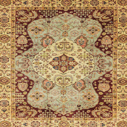 Square Machine Washable Abstract Yellow Orange Rug, wshabs3223