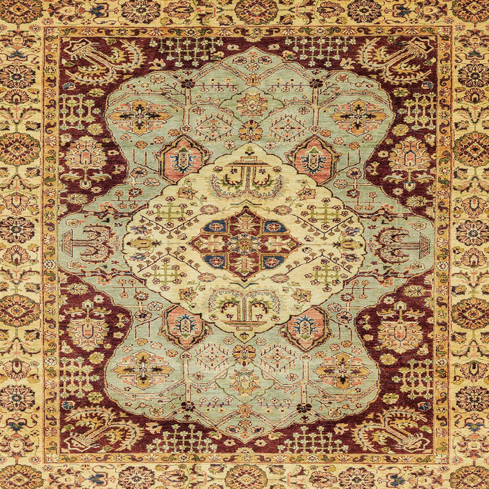 Square Machine Washable Abstract Yellow Orange Rug, wshabs3223