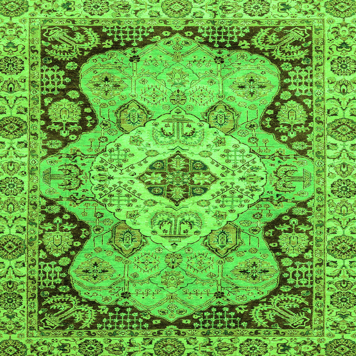 Square Machine Washable Oriental Green Traditional Area Rugs, wshabs3223grn