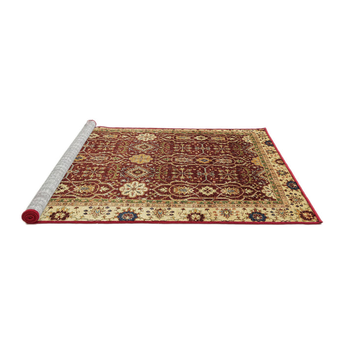 Sideview of Machine Washable Abstract Tomato Red Rug, wshabs3224