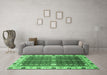 Machine Washable Abstract Emerald Green Modern Area Rugs in a Living Room,, wshabs3224emgrn