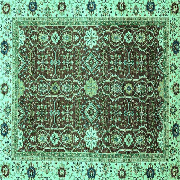 Square Machine Washable Abstract Turquoise Modern Area Rugs, wshabs3224turq