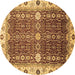 Round Abstract Brown Modern Rug, abs3224brn