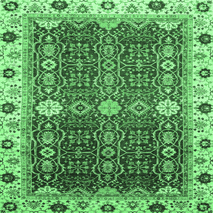 Square Machine Washable Abstract Emerald Green Modern Area Rugs, wshabs3224emgrn