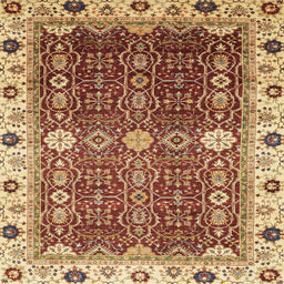 Square Abstract Red Modern Rug, abs3224