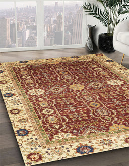 Abstract Red Modern Rug in Family Room, abs3224