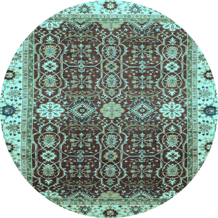 Round Abstract Light Blue Modern Rug, abs3224lblu