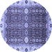 Round Machine Washable Abstract Blue Modern Rug, wshabs3224blu