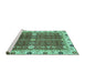 Sideview of Machine Washable Abstract Turquoise Modern Area Rugs, wshabs3224turq