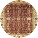 Round Abstract Red Modern Rug, abs3224