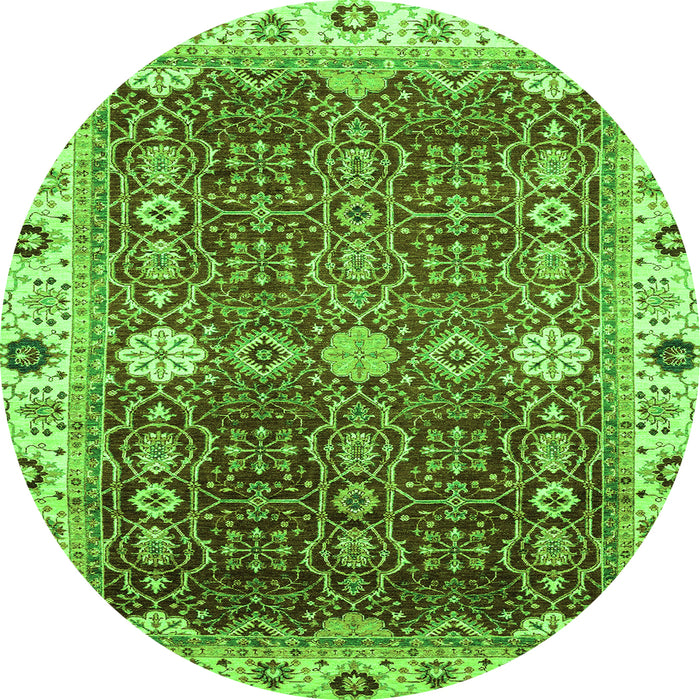 Round Machine Washable Abstract Green Modern Area Rugs, wshabs3224grn