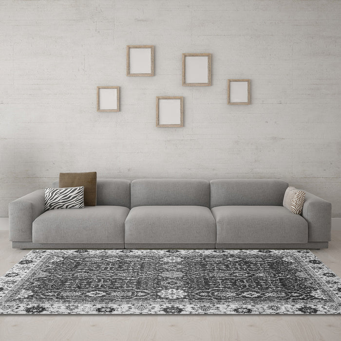 Machine Washable Abstract Gray Modern Rug in a Living Room,, wshabs3224gry