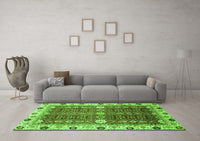 Machine Washable Abstract Green Modern Rug, wshabs3224grn