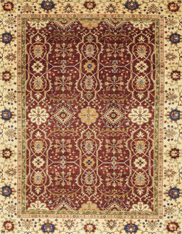 Machine Washable Abstract Tomato Red Rug, wshabs3224