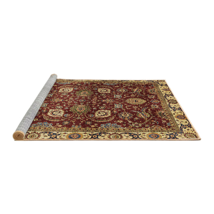 Sideview of Machine Washable Abstract Saffron Red Rug, wshabs3225