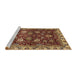 Sideview of Machine Washable Abstract Saffron Red Rug, wshabs3225